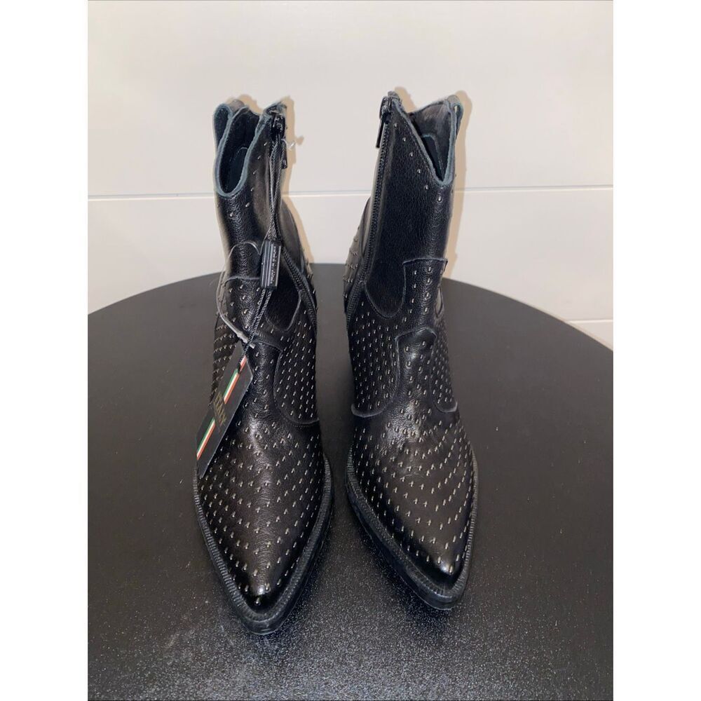 Emanuele Crasto ITALY Western Boots Black Genuine Leather sz 7   37 soft leather